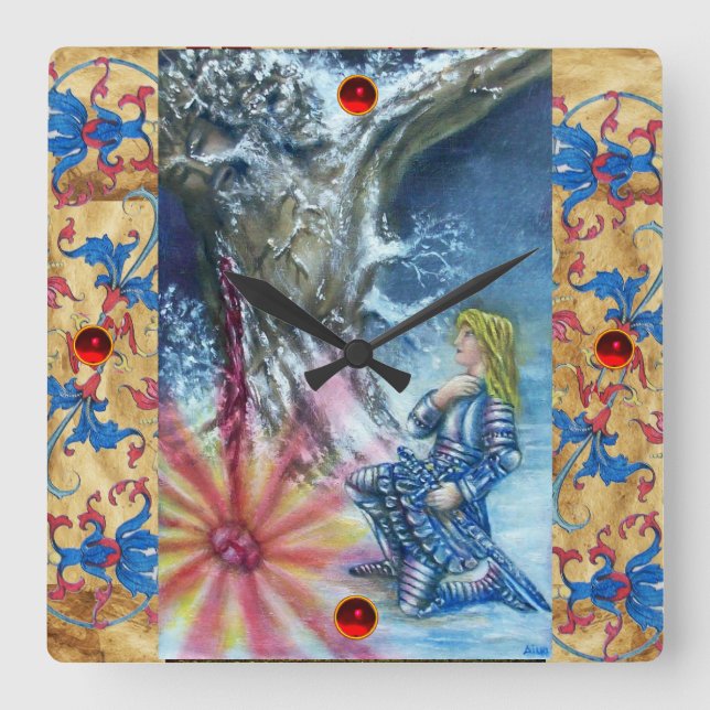 HORLOGE CARRÉE PERCEVATION ET VISION DU SAINT-GRAIL (Recto)