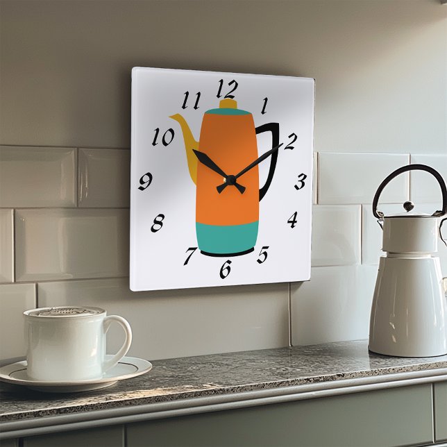 Horloge Carrée Percolateur de café rétro (Créateur téléchargé)