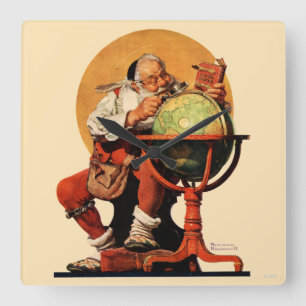 Horloge Carrée Père Noël au globe