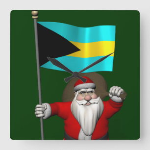 Horloge Carrée Père Noël Avec L'Enseigne Des Bahamas