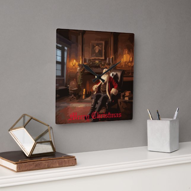 Horloge Carrée Père Noël Cosy Nook (Bureau)
