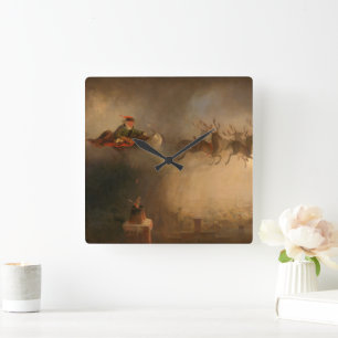 Horloge Carrée Père Noël par William Holbrook Beard