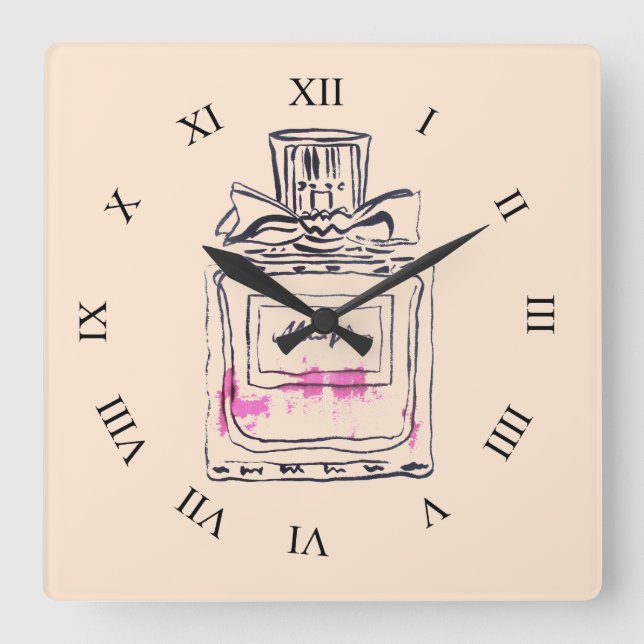 Horloge Carrée Perfume bottle fashion illustration pop art (Recto)