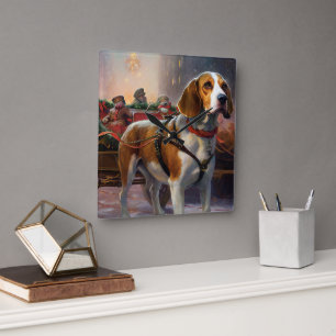 Horloge Carrée Période de fêtes de Noël Beagle