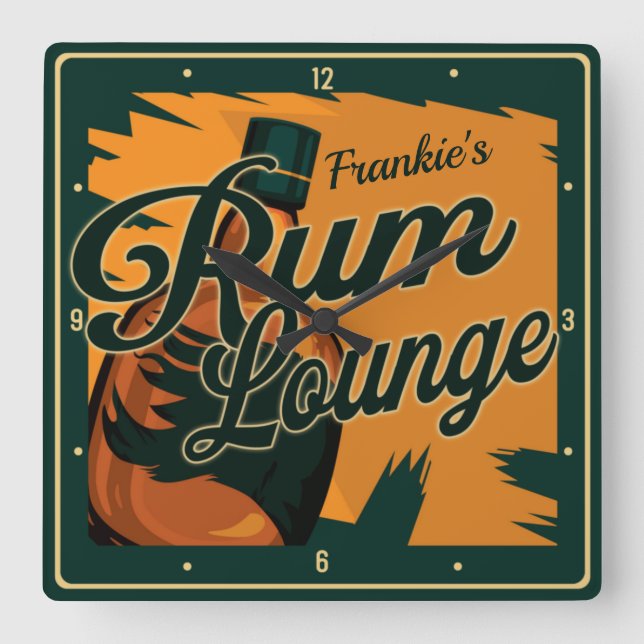 Horloge Carrée PERSONALIZED NOM Caribbean Dark Rum Bar Lounge (Recto)