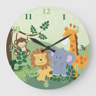 Horloge carrée personnalisable de safari de jungl