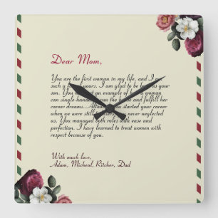 Horloge Carrée Personnalisation Love Letter
