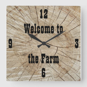 Horloge Carrée Personnalisé, Cabine de journal, Pays, Ferme