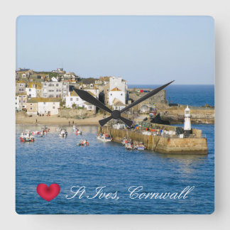 Horloge Carrée Personnalisé Heart St Ives Harbour Pier Cornwall P