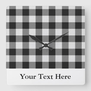 Horloge Carrée Personnalisé noir blanc plaqué de Buffalo
