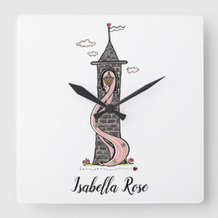 Horloge Carrée Personnalisé Rapunzel Princess Tonalité Peau foncé