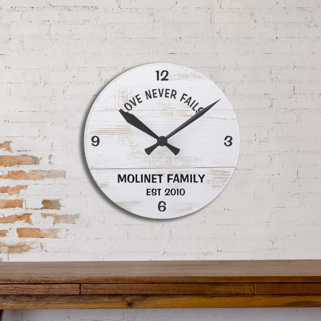 Horloge Carrée Personnalisée "L'amour ne tombe jamais en panne" H (Créateur téléchargé)