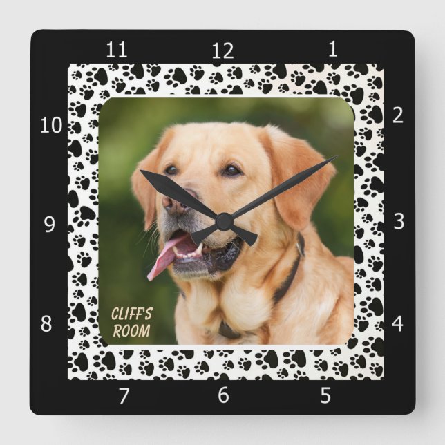 HORLOGE CARRÉE PERSONNALISER AJOUTER DES ANIMAUX DE COMPAGNIE (Recto)