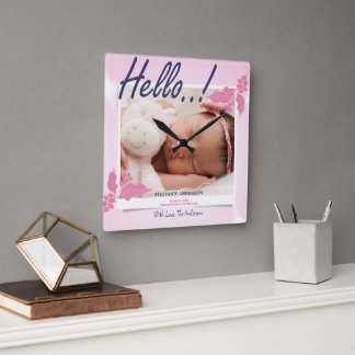 Horloge Carrée Personnaliser faire-part de naissance