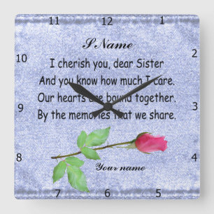 HORLOGE CARRÉE PERSONNALISER LA SOEUR  