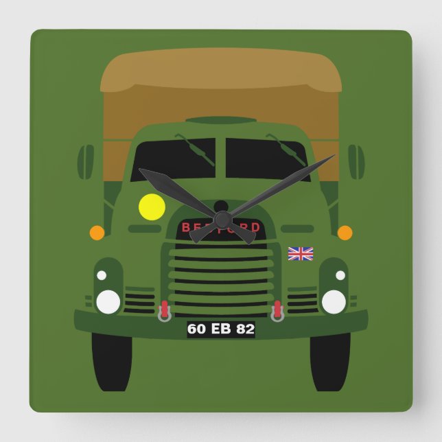 HORLOGE CARRÉE PERSONNALISER L'ARMÉE BRITANNIQUE VÉTÉRAN TRUCK (Recto)