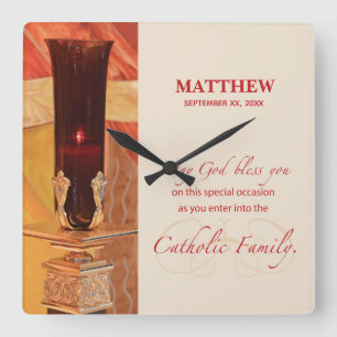 Horloge Carrée Personnaliser, RCIA Félicitations, Catholique, Rou