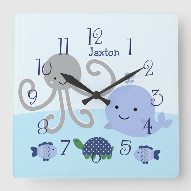 Horloge Carrée Personnalized Ocean (Recto)