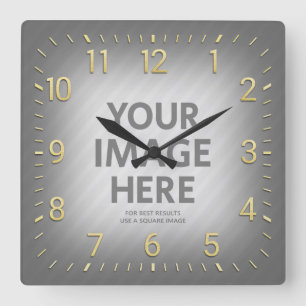 Horloge Carrée Personnalized Wall Clocks Gold Numbers Square
