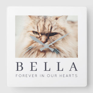 Horloge Carrée Pet Memorial Simple Modern Chic Family Photo