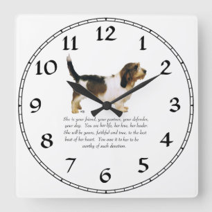Horloge Carrée Petit Basset Griffon Vendéen femelle