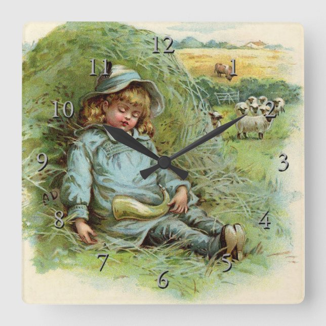 Horloge Carrée Petit Garçon Blue Nursery Rhyme (Recto)