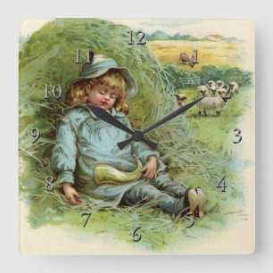 Horloge Carrée Petit Garçon Blue Nursery Rhyme