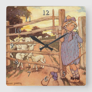 Horloge Carrée Petite rime de pépinière Bo-Peep