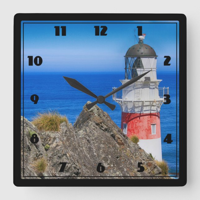 Horloge Carrée Phare du Cap Palliser Nouvelle-Zélande (Recto)