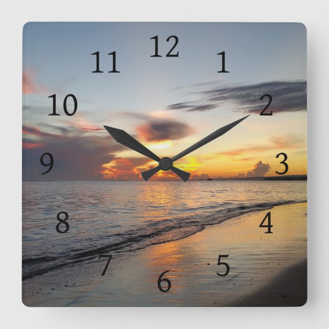 Horloge Carrée Photo 109 beach sunset (Recto)