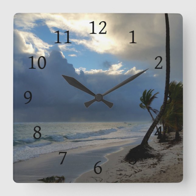 Horloge Carrée Photo 20 ocean beach (Recto)
