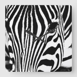 Horloge Carrée Photo Abstraite Zebra en noir et blanc