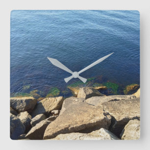 Horloge Carrée Photo de falaise rocheuse de l'océan Atlantique De