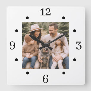 Horloge Carrée Photo de famille personnalisée