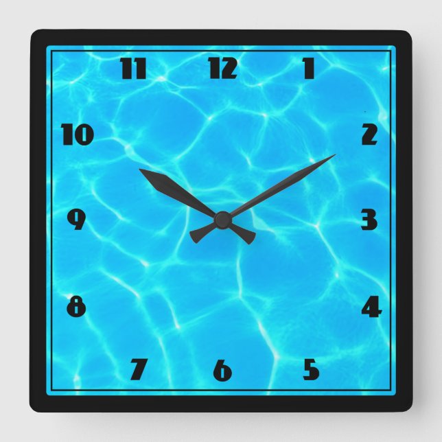 Horloge Carrée Photo de la piscine bleue (Recto)