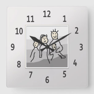 Horloge Carrée Photo encadrée d'argent personnalisée