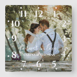 Horloge Carrée Photo Mariage Personnalisée Avec Calligraphie Mode