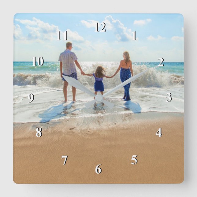 Horloge Carrée Photo personnalisée - Votre propre design - Famill (Recto)