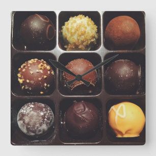 Horloge Carrée Photo Truffes au chocolat