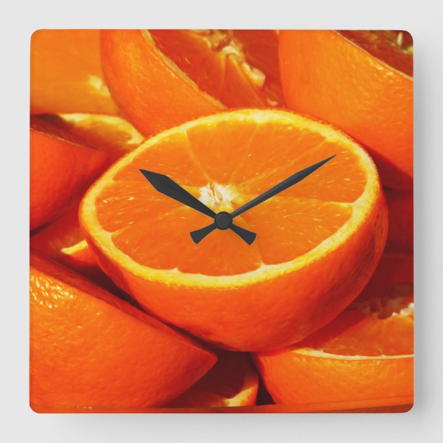 Horloge Carrée Photographie d'oranges (Recto)