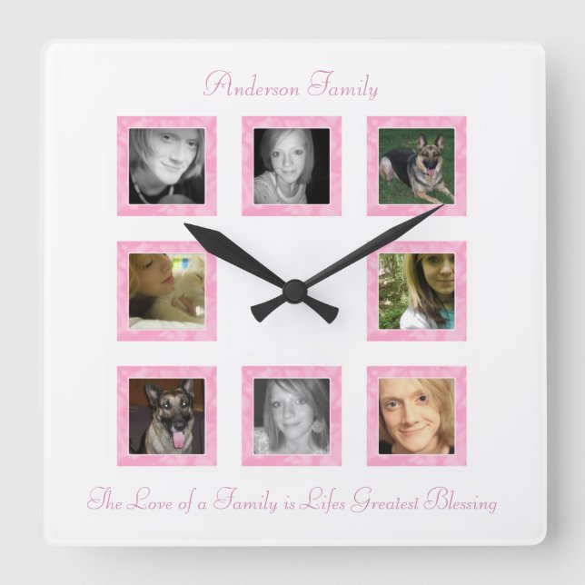 Horloge Carrée Photographie personnelle de Collage Wall Clock: ro (Recto)