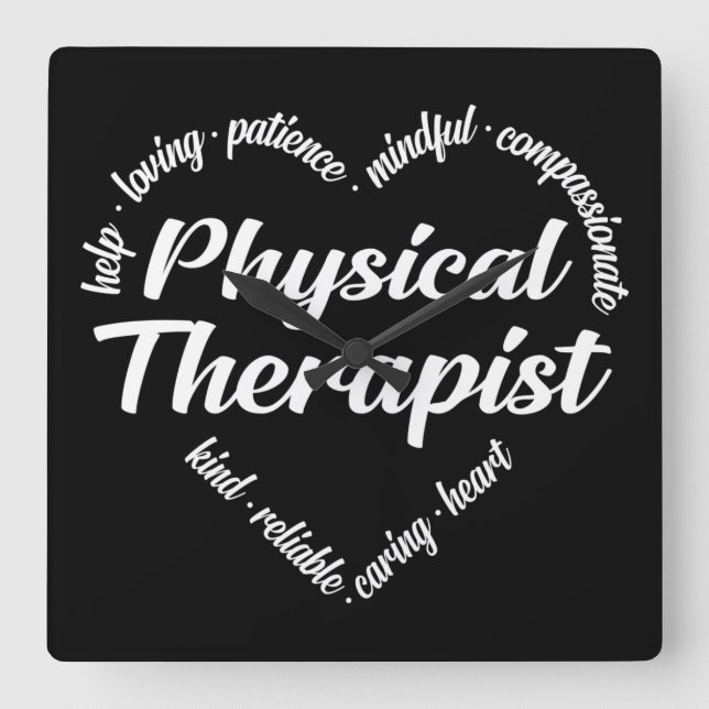 Horloge Carrée Physical Therapist Heart Word Cloud (Recto)
