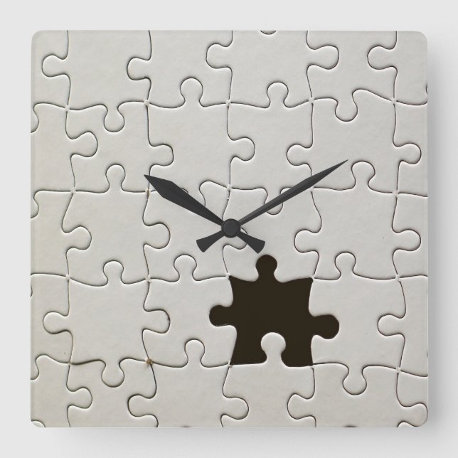 Horloge Carrée Pièce de puzzle blanche manquante (Recto)