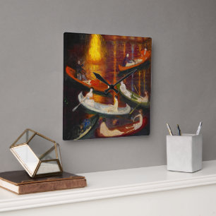 Horloge Carrée Pieds sur le lac par Florine Stettheimer
