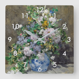 Horloge Carrée Pierre-Auguste Renoir - Bouquet printanier