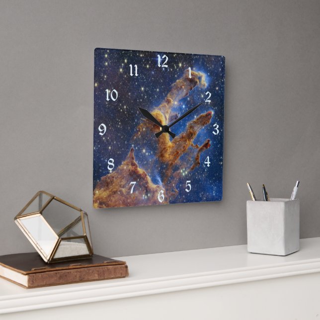 Horloge Carrée Piliers de la création Nébuleuse de l'Aigle Télesc (Bureau)