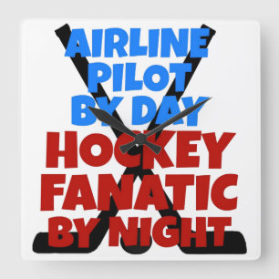 Horloge Carrée Pilote de ligne aérienne d'amant d'hockey
