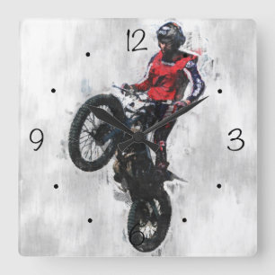 Horloge Carrée Pilote d'essais moto