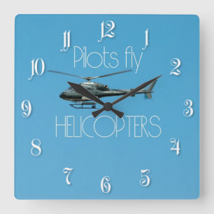 Horloge Carrée Pilotes hélicoptères volants