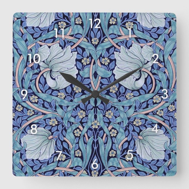 Horloge Carrée Pimpernel Blue, William Morris (Recto)